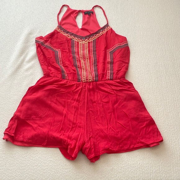 Pants - Coral red pink romper